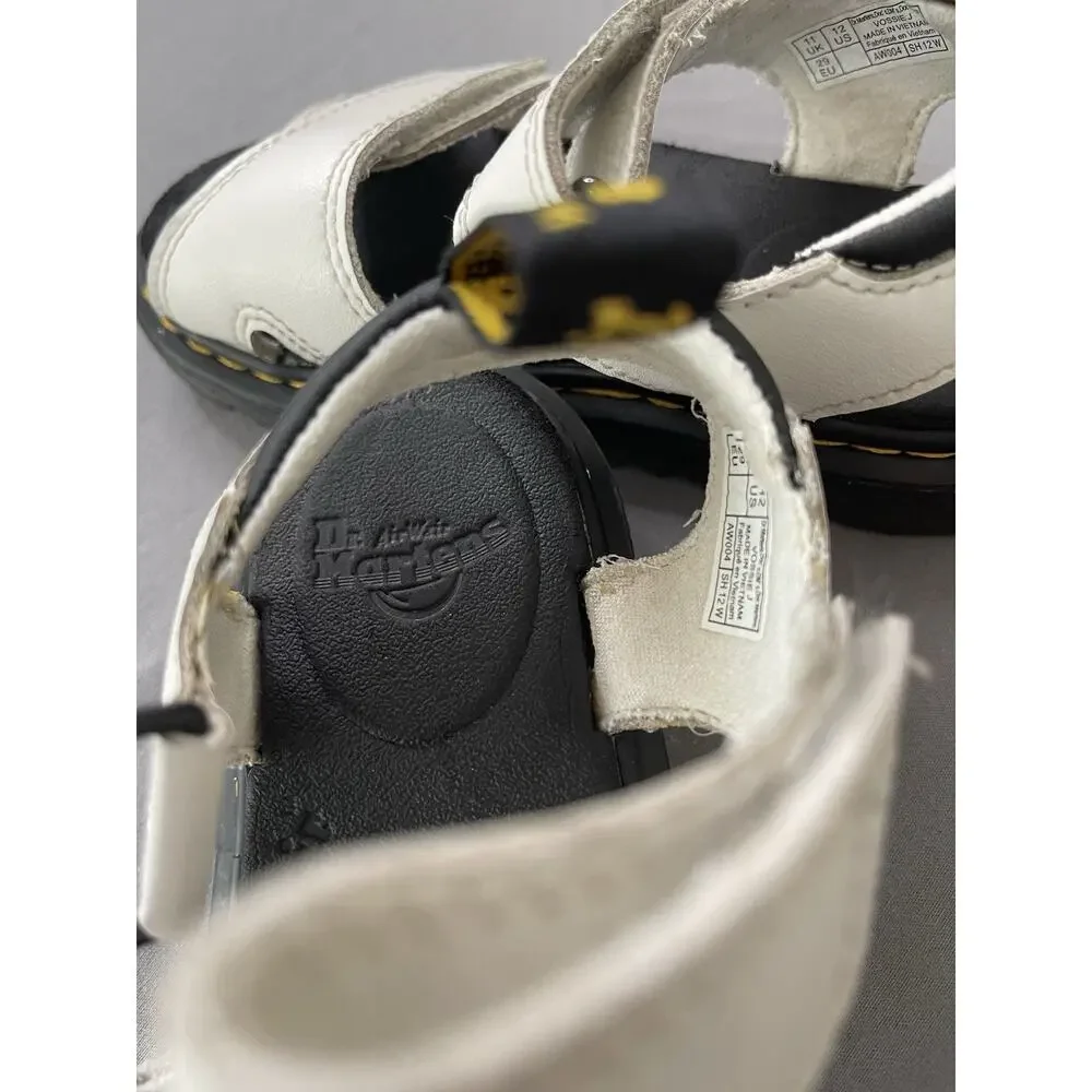 Dr. Martens Youth Size 12 White Leather Strap Sandals AirWair Great Condition
